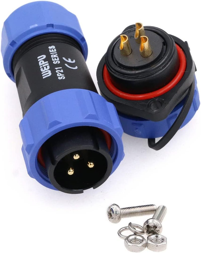 Eonvic Weipu SP21 2-12 Pin Male Plug Female Socket Flange Waterproof IP68 Connector Cable Industrial Circular Solar Electrical Connector (3Pin) - Image 1